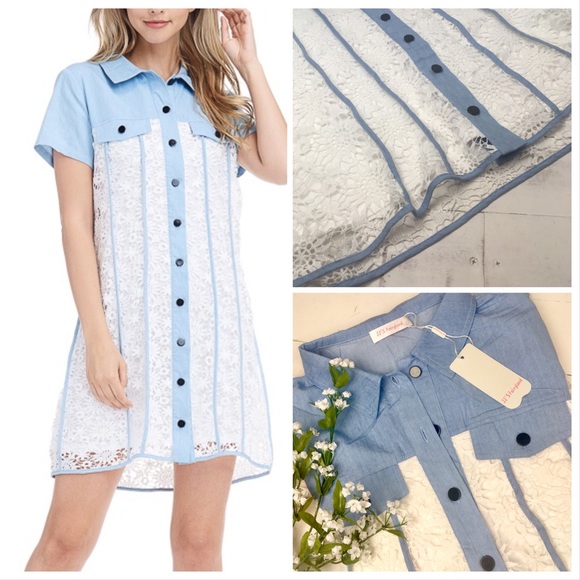 *TAKING DOWN* Country Blue & Lace Mini Dress - Picture 2 of 7